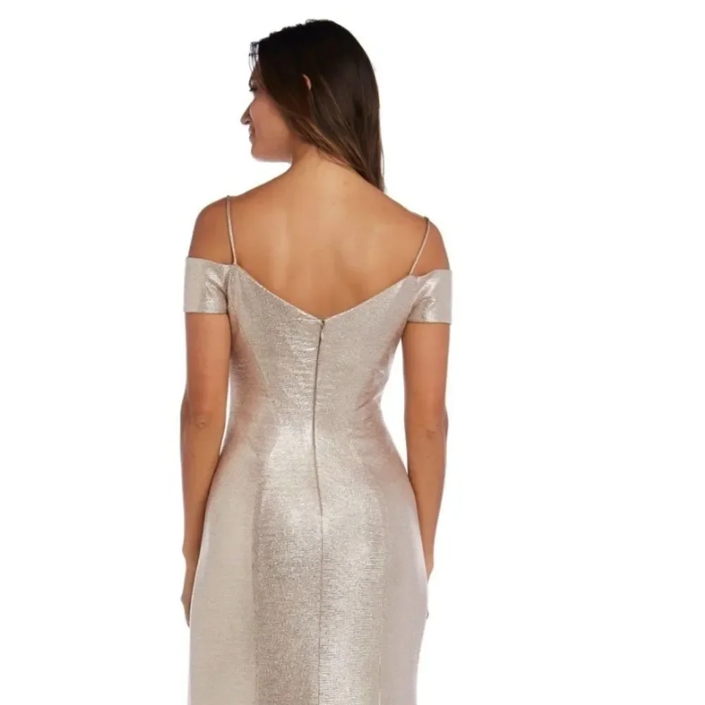 Nightway Cold-Shoulder Foil Gown -
Champagne/Gold new size 8 women’s dress - Picture 8 of 14